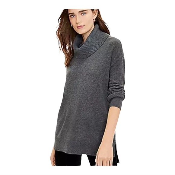 LOU & GREY Loft Gray Speckled Turtleneck Sweater Medium - Picture 1 of 5
